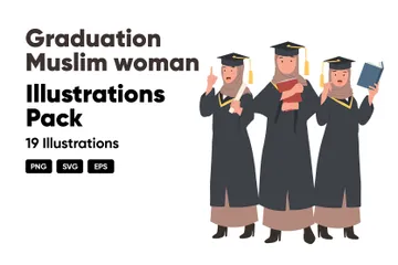 Graduation Muslim Woman Illustration Pack