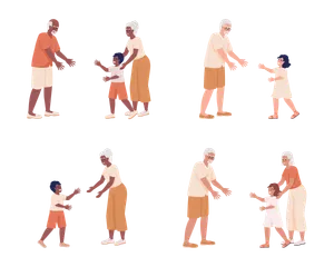 Grandparent Grandchild Relationship Illustration Pack