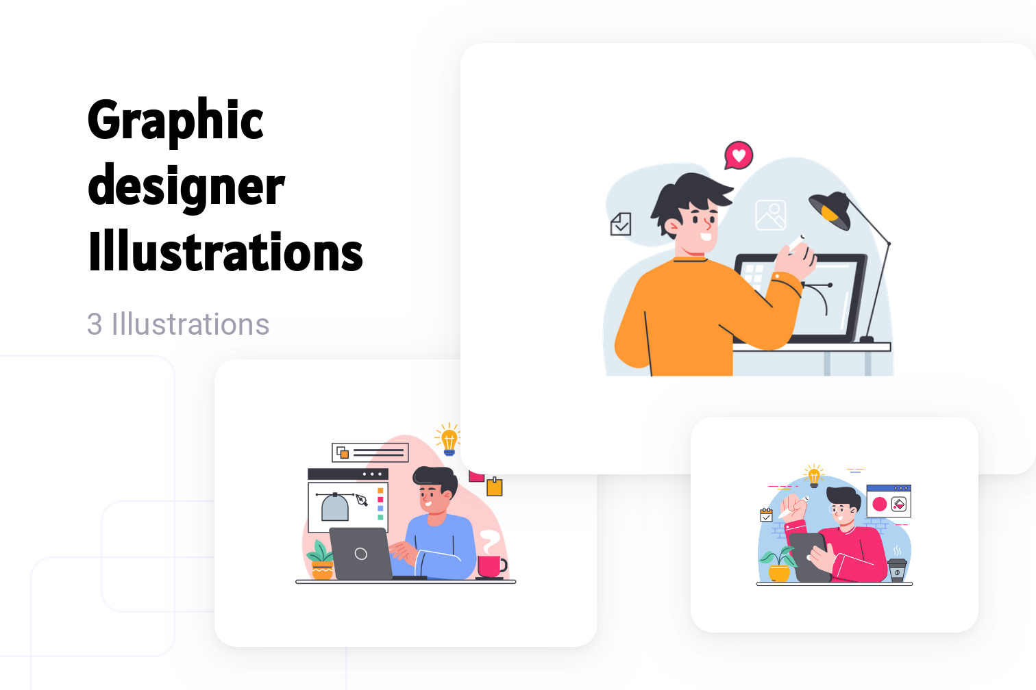 Graphic Designer Illustration Pack - 3 Business Illustrations 