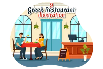 Greek Restaurant Illustration Pack