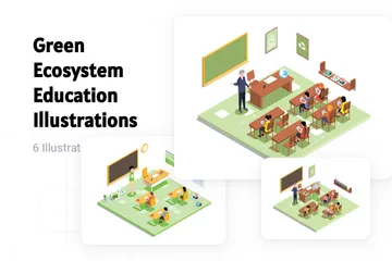 Green Ecosystem Education Illustration Pack