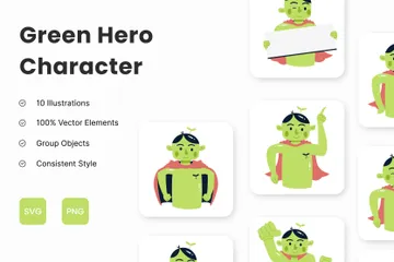 Green Leaf Character Illustration Pack