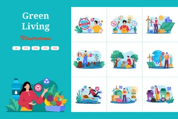 Green Living Illustration Pack