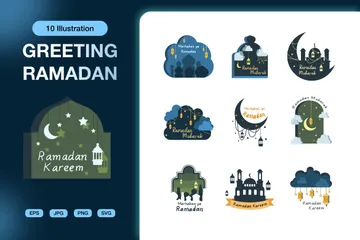 Greeting Ramadan Illustration Pack