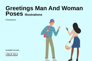 Greetings Man And Woman Poses Illustration Pack
