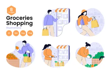 Groceries Shopping Illustration Pack