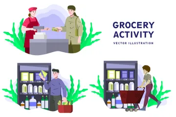 Grocery Activity Illustration Pack