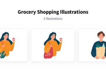 Grocery Shopping Illustration Pack