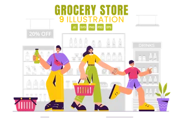 Grocery Store Shelf Illustration Pack