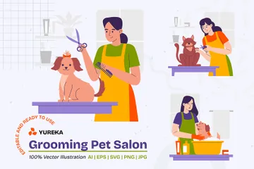 Grooming Pet Salon Illustration Pack