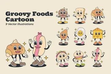 Groovy Food Illustration Pack