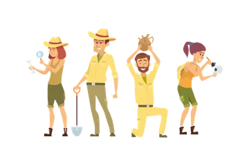Group Of Archeologists Illustration Pack