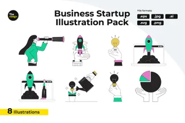 Growing Startup Business Illustration Pack