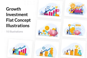 Growth Investment Flat Concept Illustration Pack