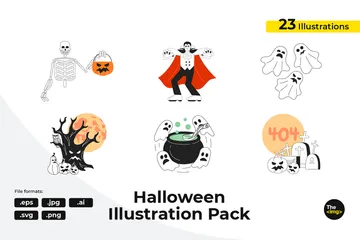 Gruseliges Halloween Illustrationspack