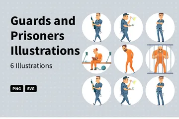 Guards And Prisoners Illustration Pack