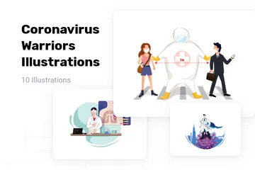 Guerreros del coronavirus Paquete de Ilustraciones