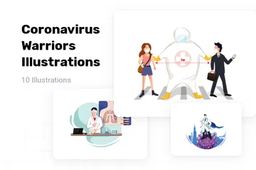 Guerriers du coronavirus Pack d'Illustrations