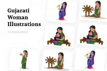 Femme gujarati Pack d'Illustrations