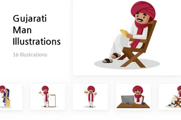 Gujarati Man Illustration Pack