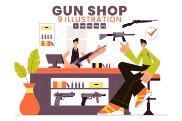 Gun Accessories Shop Illustration Pack