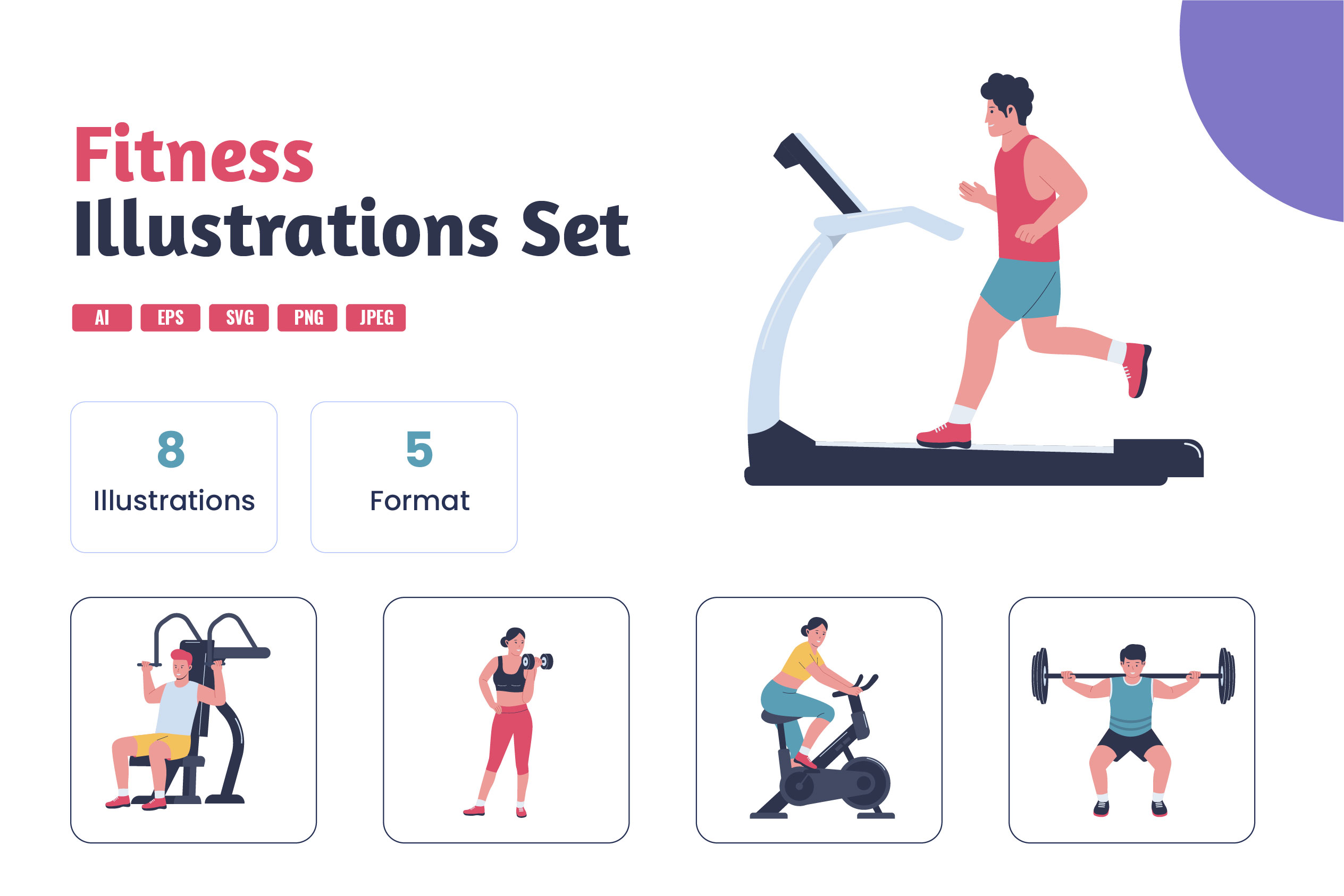 Premium Gym Illustration pack from Gym & Fitness Illustrations