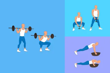 Gym Workout Poses Illustration Pack