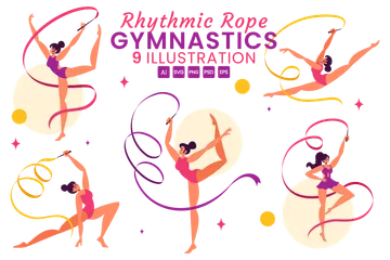 Gymnastique rythmique à la corde Pack d'Illustrations