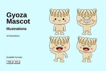 Mascote Gyoza Pacote de Ilustrações