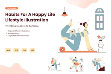 Habitudes pour une vie heureuse Pack d'Illustrations