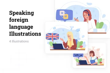 Hablar idioma extranjero Paquete de Ilustraciones