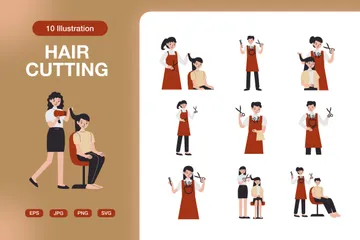 Hair Cutting Illustration Pack