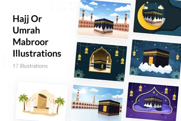 Hajj o Umrah Mabroor Paquete de Ilustraciones