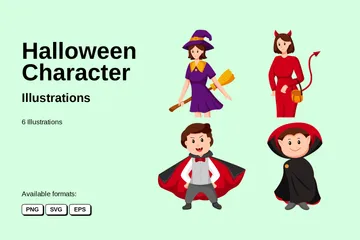 Halloween-Charakter Illustrationspack