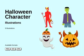 Halloween-Charakter Illustration Pack