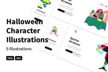 Halloween-Charakter Illustration Pack