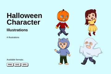 Halloween-Charakter Illustration Pack