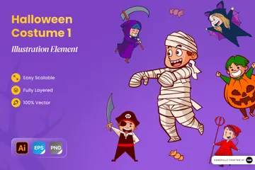 Halloween Costume Illustration Pack