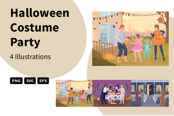 Halloween Costume Party Illustration Pack
