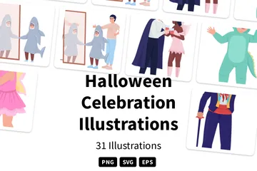 Halloween-Feier Illustrationspack