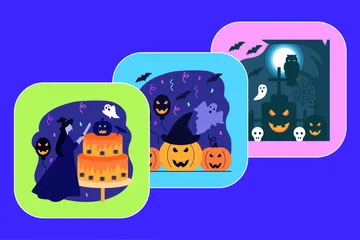 Halloween-Feier Illustrationspack