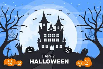 Halloween-Nachtparty Illustrationspack
