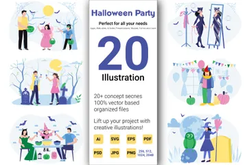 Halloween Party Illustration Pack