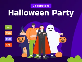 Halloween Party Kostüm Illustrationspack