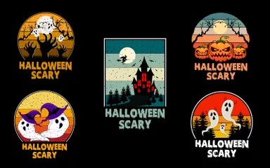 Halloween Retro Vintage Illustration Pack