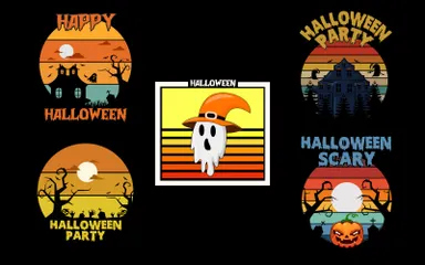 Halloween Retro Vintage Illustration Pack