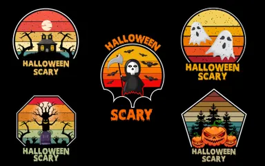 Halloween Retro Vintage Illustration Pack