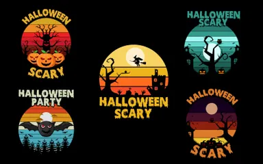 Halloween Retro Vintage Illustration Pack