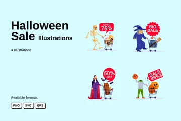 Halloween-Angebot Illustration Pack