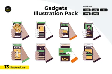 Halten von Smartphones mit Anwendungen Illustrationspack